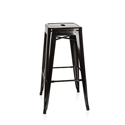 hjh OFFICE 645010 Barhocker VANTAGGIO HIGH Metall Schwarz Retro-Hocker im Industry-Design, stapelbar