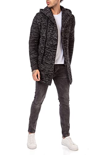 Redbridge Cardigan Herren Mantel Lange Strick-Jacke Schwarz L