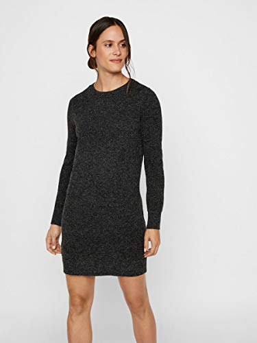 VERO MODA Damen Strickkleid VMDoffy gestricktes Mini-Kleid 10215523 Black Melange M