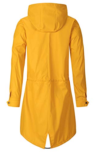 SWAMPLAND Damen PU Regenjacke Mit Kapuze Wasserdicht Übergangsjacke Regenmantel, Gelb, Gr.- 40 EU/ Medium