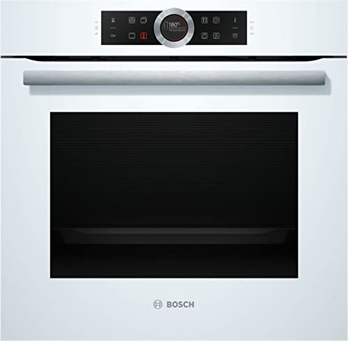 Bosch HBG675BW1 Serie 8 Einbau-Backofen, 60 x 60 cm, Made in Germany, Pyrolyse Selbstreinigung, AutoPilot 10 10 Automatikprogramme, 4D Heißluft Backen auf 4 Ebenen, TFT-Touchdisplay, Schnellaufheizung