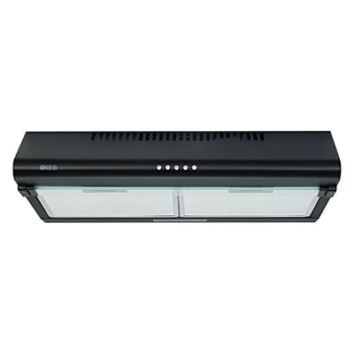 NEG Dunstabzugshaube NEG15-ATRB (schwarz) Edelstahl-Unterbau-Haube (Abluft/Umluft) und LED-Beleuchtung (60cm) Unterschrank- oder Wandanschluss