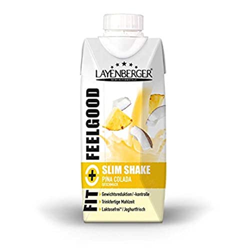 Layenberger Fit+Feelgood Slim Shake Pina Colada, Trinkfertige Mahlzeit zur Gewichtsabnahme und -kontrolle, ersetzt eine Mahlzeit bei nur 208 kcal, glutenfrei, laktosefrei, (8 x 330ml)