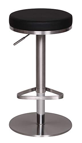 FineBuy Barhocker Schwarz Edelstahl höhenverstellbare Sitzhöhe 57-82 cm | Barstuhl Modern 360° Drehbar | Tresenhocker mit Standfuß | Design Bistrohocker Hoch | Tresenstuhl-Sitz Gepolstert