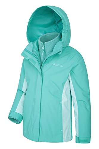 Mountain Warehouse Lightning 3-in-1 Kinder-Jacke - wasserdichte Winterjacke mit Fleecefutter, atmungsaktive Übergangsjacke für Jungen und Mädchen mit Abnehmbarer Kapuze Blaugrün 2-3 Jahre