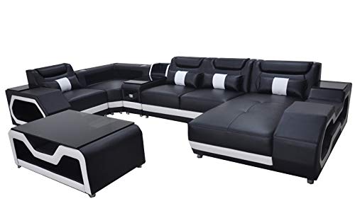 JVmoebel Leder Sofa Eck Garnitur Design Modern Wohnlandschaft Couchtisch U Form G8046 Neu