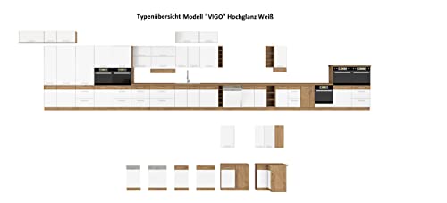 Küchen-Preisbombe Eckküche VIGO Weiß Glanz Lancelot 210x350 cm Küchenzeile Küchenblock Einbauküche