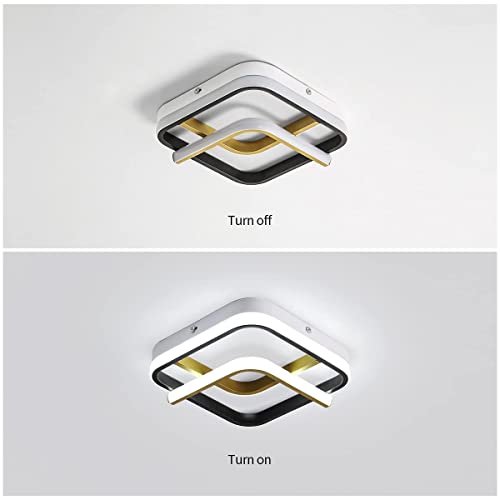 Quadrat LED Deckenlampe, Moderne LED Deckenleuchte 23W 6000K (Kaltweiß), Acryl Deckenleuchte Geeignet für Küche, Wohnzimmer, Schlafzimmer (Schwarzgold)