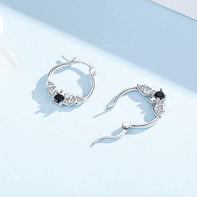 Fledermaus Creolen Ohrringe für Damen Mädchen Kinder 925 Sterling Silber Gothic Ohrringe Tier Ohrringe Halloween Schmuck Geschenke