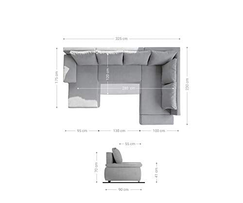 DELIFE Couch Abilene Braun 325x230 cm Ottomane variabel Schlaffunktion Wohnlandschaft