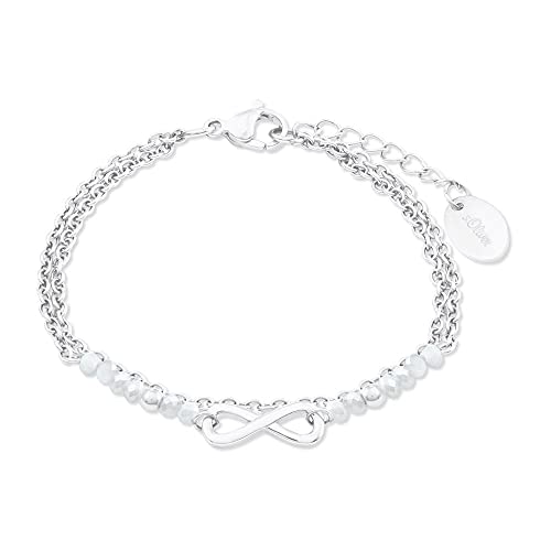 s.Oliver Armband Edelstahl Damen Armschmuck, mit Glas, 16+4 cm, Grau, Infinity, Kommt in Schmuck Geschenk Box, 2022717