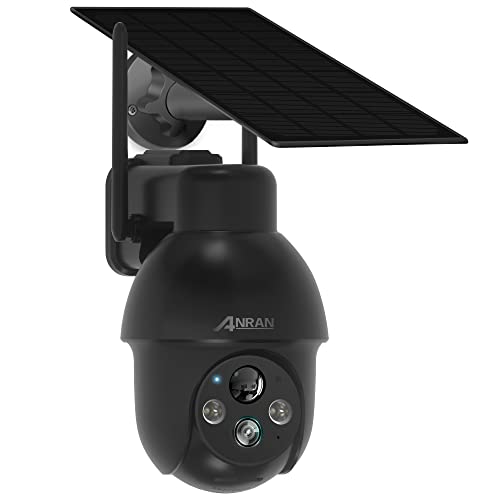 ANRAN 2K HD Überwachungskamera Aussen Akku Solar, Kabellose Überwachungskamera WLAN mit Spotlight, AI-Bewegungserkennung und Alexa-kompatibel, Farbige Nachtsicht, 2 Wege Audio, Q3 Pro Schwarz