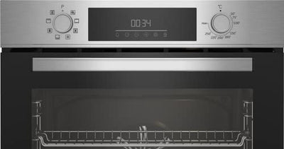 Beko BBSM12340X Einbau-Backofen-Set, zwei autarke Geräte: Induktionskochfeld mit 4 Kochzonen, Backofen mit 8 Heizarten, 72 l Garraum-Volumen, Kindersicherung, Sensortasten, Schwarz/Edelstahl