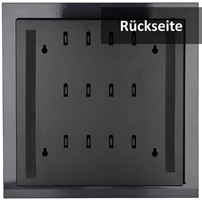 Schlüsselkasten modern mit Glas Magnettafel - Memoboard magnetisch mit 6 Magneten und Stift - Schlüsselschrank groß mit 20 Haken 33x33x6,8cm anthrazit