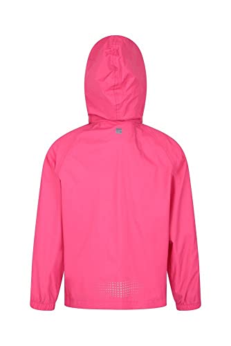 Mountain Warehouse Pakka wasserdichte Kinderjacke - 2 Taschen Kinderjacke, atmungsaktiv, packbare Regenjacke - Ideal zum Wandern leuchtendes Pink 11-12 Jahre