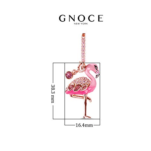 Gnoce Flamingo Ohrhänger Silber 925 Schwarz"Feurige Leidenschaft" Rose Gold Anhänger Ohrringe mit Zirkonia Schmuck Geschenk für Damen Mädchen Ehefrau Geburtstag