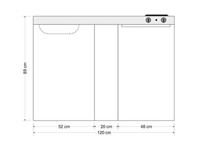 Stengel Miniküche Easyline ME 120 kleine Küchenzeile mit Kühlschrank und Kochfeld, Pantryküche, Kompaktküche - Farbe: weiß/Breite: 120cm