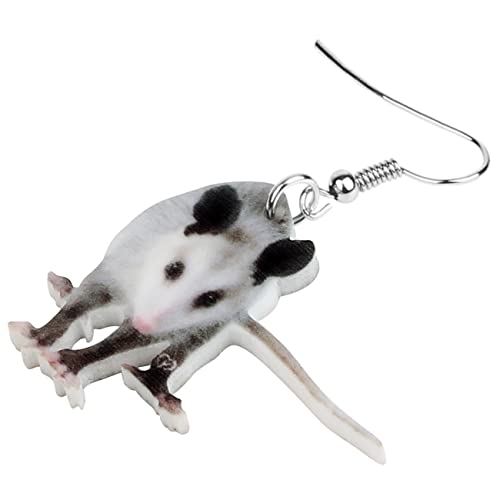 NEWEI Acryl niedlich Opossum Didelphid Ohrringe baumeln Opossum Schmuck für Damen Mädchen Charms Geschenk (Weiß)