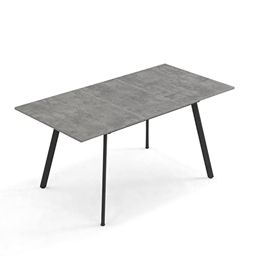 B&D home Esstisch ausziehbar, ausziehbarer Küchentisch für 4-6 Personen, Holztisch, Metallgestell Grau, für Esszimmer, Küche, Skandinavische Design, 120-160x80 cm, Beton Optik