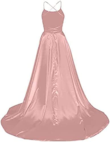 Yeehliny Abendkleider für Damen Ballkleider Damen Spaghettiträger Rückenfreies Schulterfrei Kleider Elegant Hochzeit A-Linie Cocktailkleid Brautkleid Festkleider Maxikleid mit Schlitz