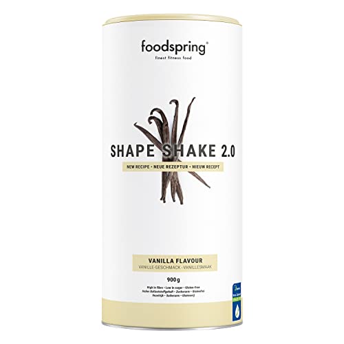 foodspring Shape Shake 2.0 Vanille – Vollwertiger Mahlzeitenersatz-Shake zur Gewichtskontrolle mit Premium Protein, 209 kcal pro Portion, Glutenfrei - 900g