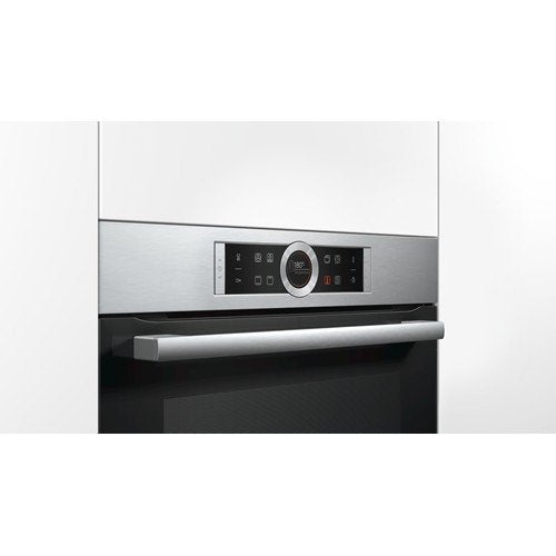 Bosch HBG632TS1 Serie 8 Einbau-Backofen, 60 x 60 cm, Made in Germany, 4D Heißluft Backen auf 4 Ebenen, TFT-Touchdisplay, Schnellaufheizung, SoftClose, SoftOpen, Kindersicherung