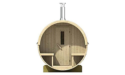 FinnTherm Fass-Sauna Levi aus Holz mit 42 mm Wandstärke besondere Dachform