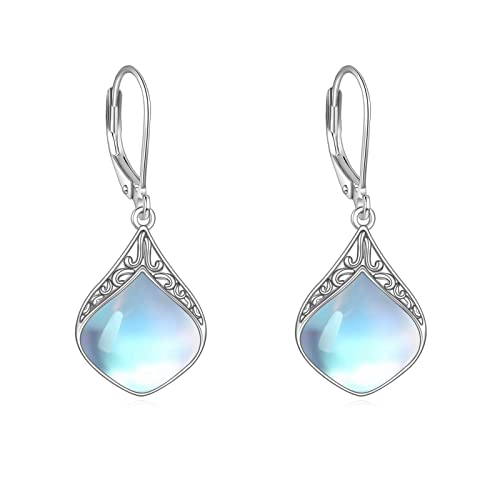 Mondstein Ohrringe Sterling Silber Filigran Irisch Keltisch Teardrop Mondstein Tropfen Ohrringe Schmuck Geschenke für Damen