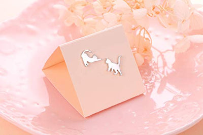 925 Sterling Silber Tier Katze Ohrstecker Ohrringe für Damen Frauen Mädchen Katzen Schmuck Geschenk