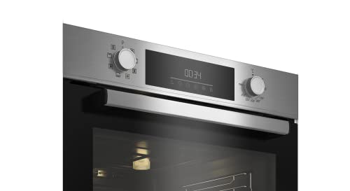 Beko BBSM12340X Einbau-Backofen-Set, zwei autarke Geräte: Induktionskochfeld mit 4 Kochzonen, Backofen mit 8 Heizarten, 72 l Garraum-Volumen, Kindersicherung, Sensortasten, Schwarz/Edelstahl