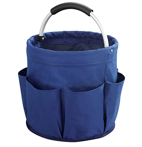 Maximex Universal Reinigungs-Caddy, Putzcenter, Blau, multifunktionaler Haushaltshelfer, geeignet für Gartengeräte und Werkzeug, 1 Hauptfach und 6 Außentaschen, aus Polyester, Ø 28 x H: 26,5 cm