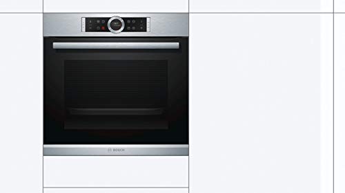 Bosch Hausgeräte HBG675BS1 Serie 8 Einbau-Backofen, 60 x 60 cm, Made in Germany,Pyrolyse Selbstreinigung, AutoPilot 10 10 Automatikprogramme, 4D Heißluft Backen auf 4 Ebenen,TFT-Touchdisplay,Edelstahl