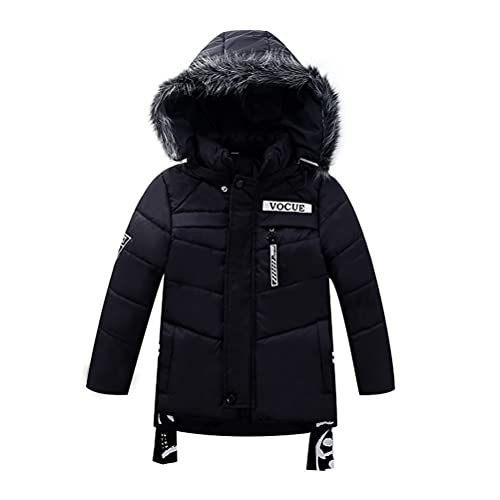 Odziezet Baby Steppjacke Jungen mit Kunstfell Dicke Kinderjacke Winterjacke Warme Gegütterte Kapuzenjacke 2-7 Jahre alt