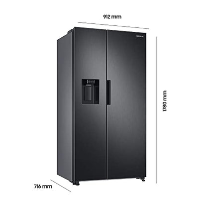 Samsung RS6JA8810B1/EG Side-by-Side Kühlschrank, 178 cm, 634 ℓ, Wasser- und Eisspender, Platzsparender In-Door Icemaker, Space Max, Twin Cooling+, No Frost+, Premium Black Steel