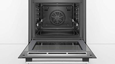 Bosch HBG5780S6 Serie 6 Smarter Einbau-Backofen, 60 x 60 cm, Pyrolyse Selbstreinigung, AutoPilot 30 30 Automatikprogramme, 3D Heißluft Backen auf 3 Ebenen, LCD-Display, Schnellaufheizung, SoftClose