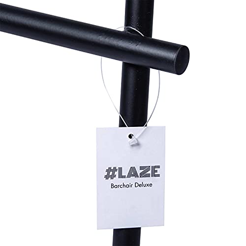 #LAZE Barhocker aus Metall, Barstuhl mit bequemer Sitzauflage, Küchen-Hocker Deluxe mit Fußstütze und Leder-Sitzfläche, Küchenstühle in Verschiedene Größen (Schwarz, 67 cm)