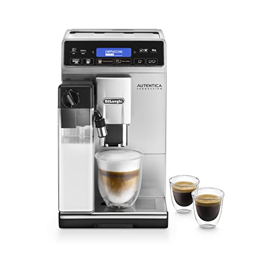 De'Longhi Autentica Cappuccino ETAM 29.660.SB Kaffeevollautomat mit LatteCrema Milchsystem, Cappuccino und Espresso auf Knopfdruck, Digitaldisplay mit Klartext, 2-Tassen-Funktion, silber