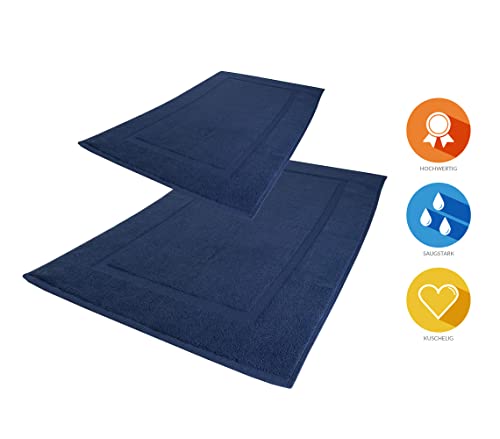 2er Set Badematte 50x80cm, Frottierserie Elena, Navy