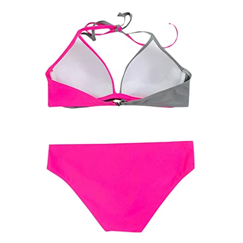 Laonajkd Bikini Damen Push Up Sexy Cross Back Badeanzüge Farbblock Gepolsterter Bikini Set Zweiteilige Bademode Strandkleidung Frau Neckholder Triangel Oberteil Bikinihose Swimsuit