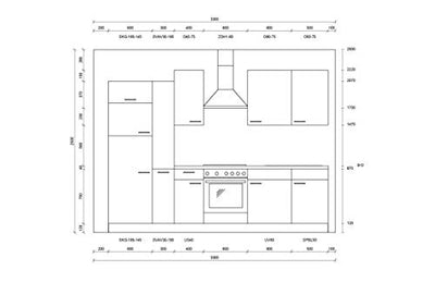 Express Küchen Plan 300 cm, weiß, Arbeitsplatte Eichefarben grau, inkl. E-Geräte Küchenzeilen, Holz, EXZ300I020GT0L_1035151