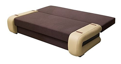 mb-moebel Modernes Sofa Schlafsofa Kippsofa mit Schlaffunktion Klappsofa Bettfunktion mit Bettkasten Couchgarnitur Couch Sofagarnitur 3er LEVIN02 (Braun + Beige)