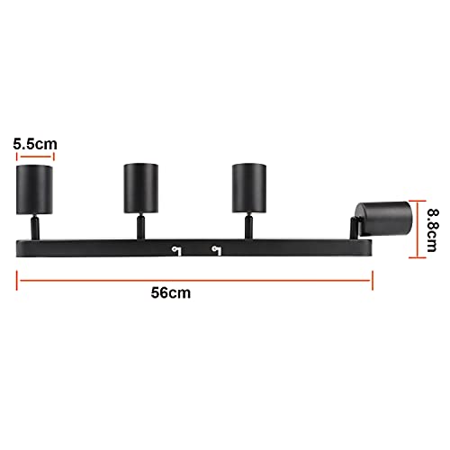 DA LIGHT LED Deckenlampe 4-flammig, Dreh und Schwenkbar Deckenstrahler Spotleuchte Wandspot, GU10 (ohne Leuchenmittel) Retro/Vintage Deckenleuchte 230V Schwarz für Wohnzimmer Schlafzimmer Küchen