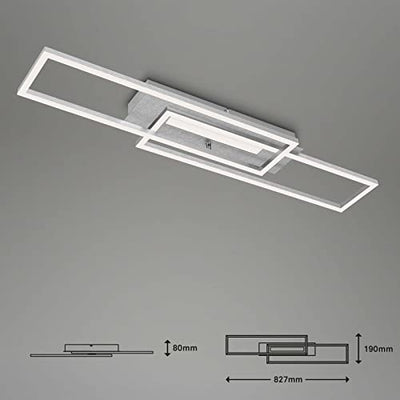 Briloner Leuchten - LED Deckenleuchte mit Mittellicht, warmweiße Lichtfarbe, getrennt schaltbare LED Deckenlampe, Speicherfunktion, schwenkbare Wohnzimmerlampe, Aluminium gebürstet 3546-018