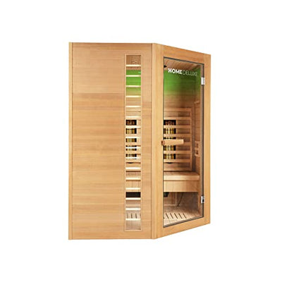 Home Deluxe – Infrarotkabine – REDSUN XXL Deluxe - Vollspektrumstrahler und Karbon-Flächenstrahler – Holz: Hemlocktanne - Maße: 150 x 150 x 190 cm I Infrarotsauna für 3-4 Personen, Wärmekabine