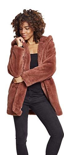 Urban Classics Ladies Hooded Teddy Coat, Farbe darkrose, Größe M