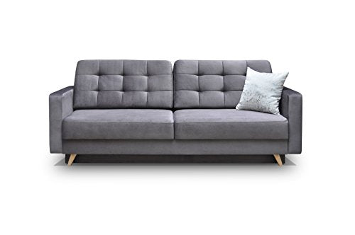 Schlafsofa Kippsofa Sofa mit Schlaffunktion Klappsofa Bettfunktion mit Bettkasten Couchgarnitur Couch Sofagarnitur - Carla (Grau)