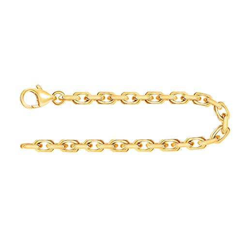 EDELIND Armband Damen Herren 585 Gold 3.8 mm, Bracelet Ankerkette diamantiert 14K Gelbgold, Armkette mit Karabinerverschluss, Länge 19 cm, Goldarmband mit Schmuck Geschenk Box Made in Germany