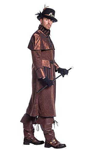 shoperama Steampunk Herren Mantel Braun/Schwarz Kostüm Jacke viktorianisch Industrial hochwertig, Größe:60