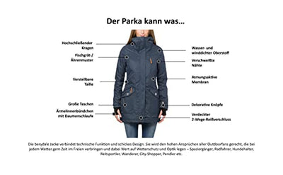 berydale Damen wasser- und winddichter Damen Parka, Schwarz - gefütterter Winter Parka, XL