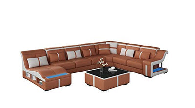 JVmoebel Eck Sofa Couch Polster Eck Sitz U Form Leder Garnitur Wohnlandschaft Beleuchtet